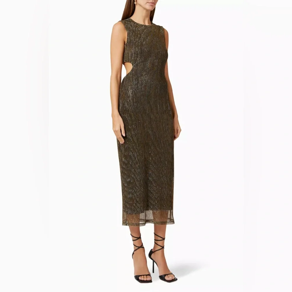MINKPINK Gold Midi Dress - Picture 2 of 12